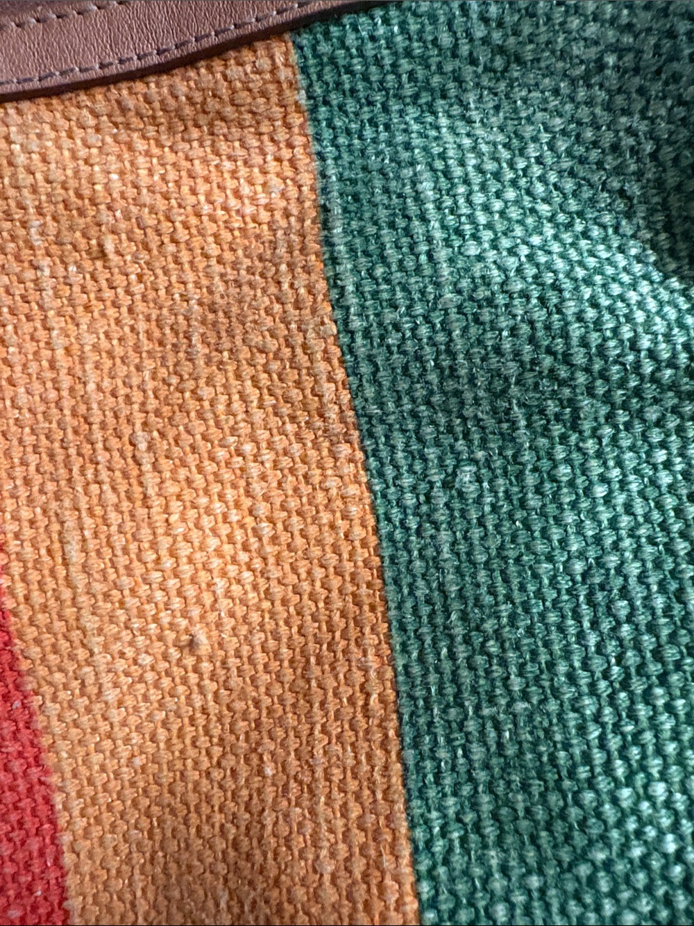 Striped Multicolor Canvas Vintage Shoulder Bag with Logo Accent - Picture 8 of 11